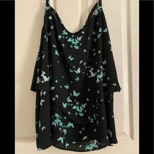 Blue butterfly layered tank top